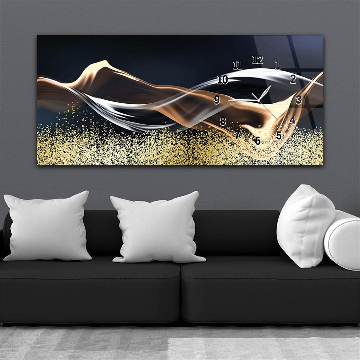 لوحة زجاجية  أفقية ذات طابع فني و طبيعي مع ساعة  جانبية  162