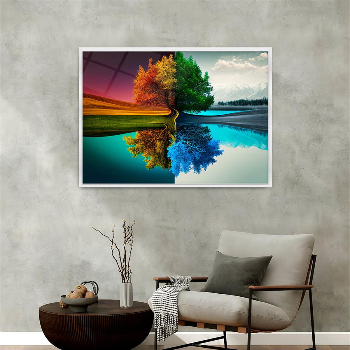 Aluminum-Framed Natured-Themed Tempered Glass Wall Art 029