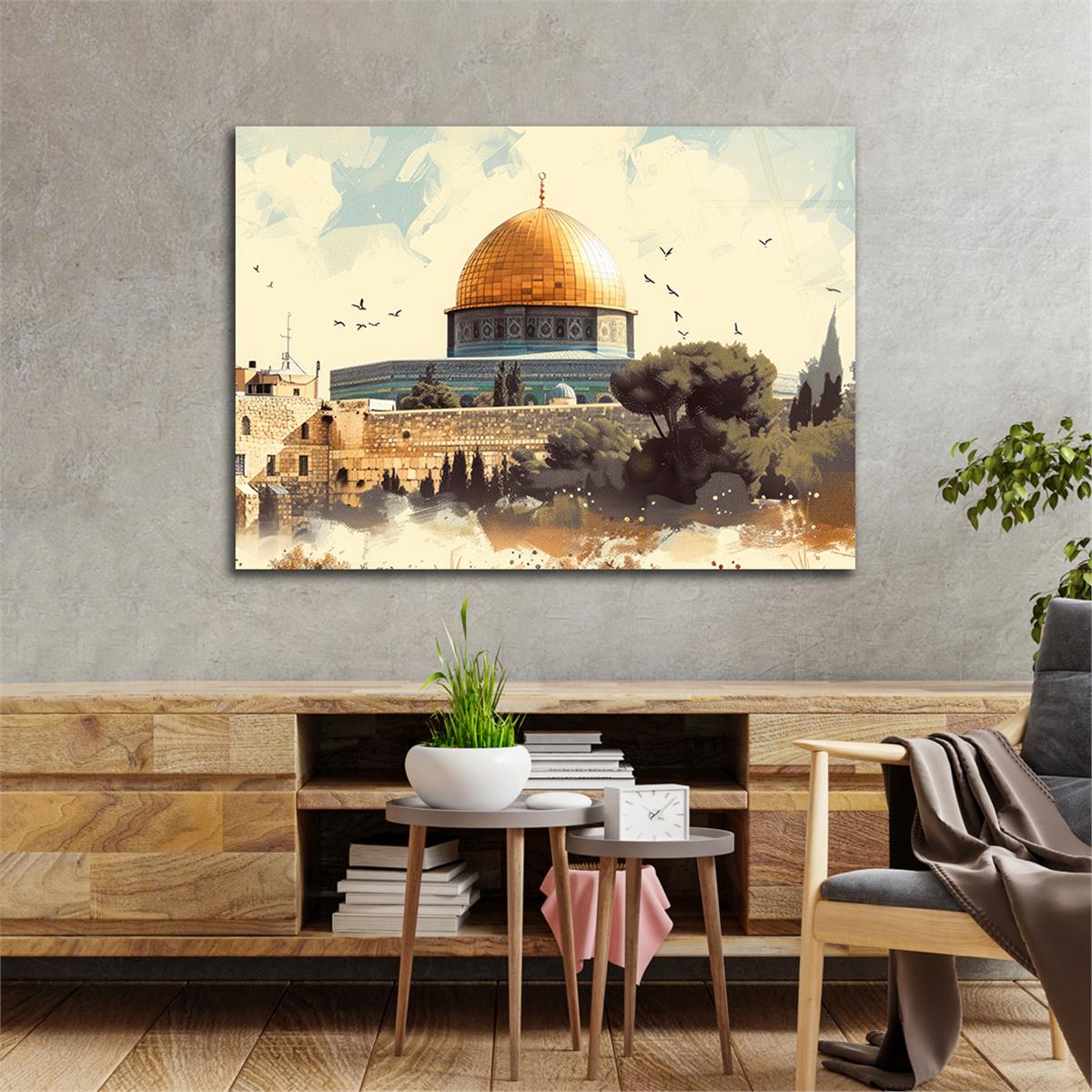 Yatay Dini Temalı Cam Tablo 189