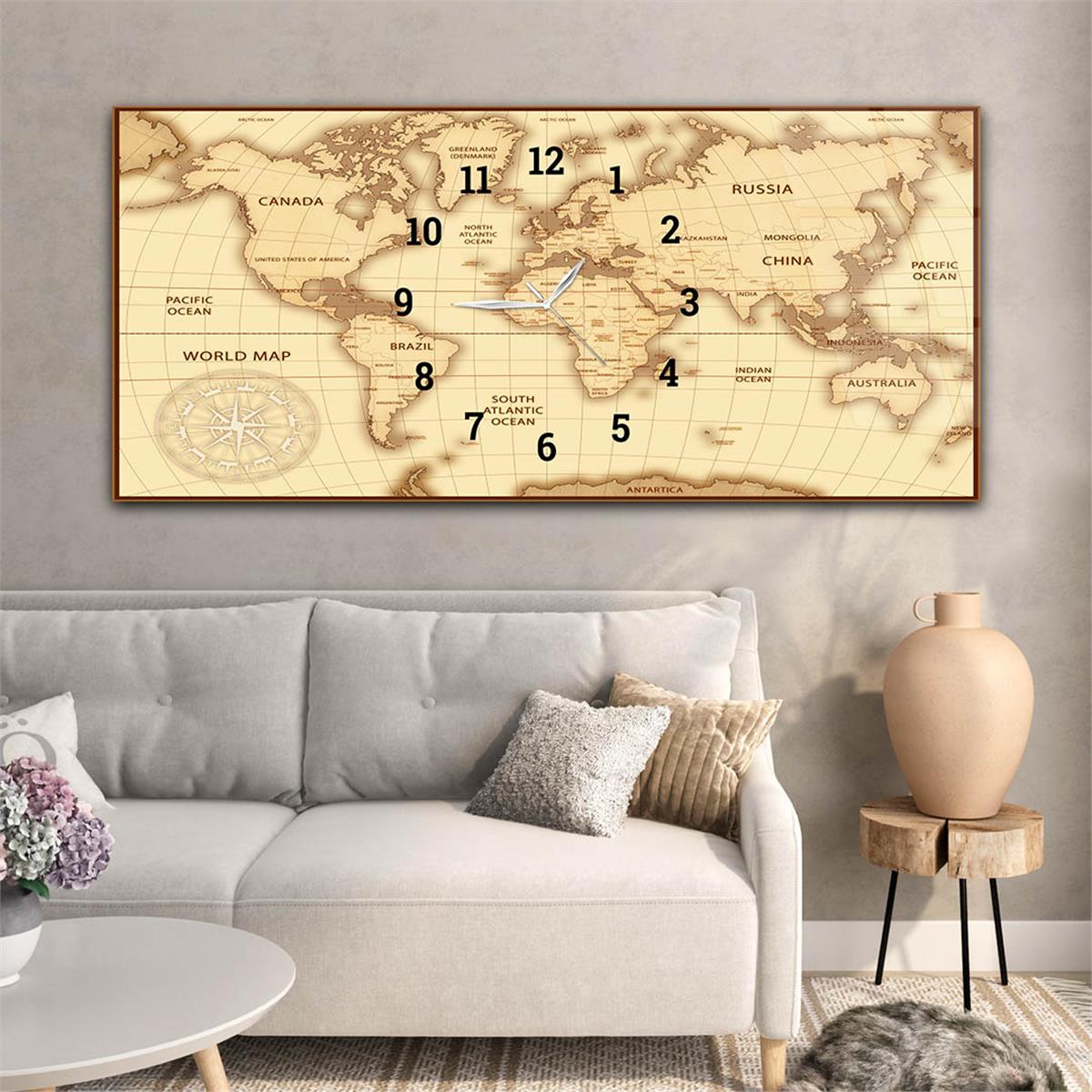 Yatay Saatli Ortadan Vatan Temalı Cam Tablo 088