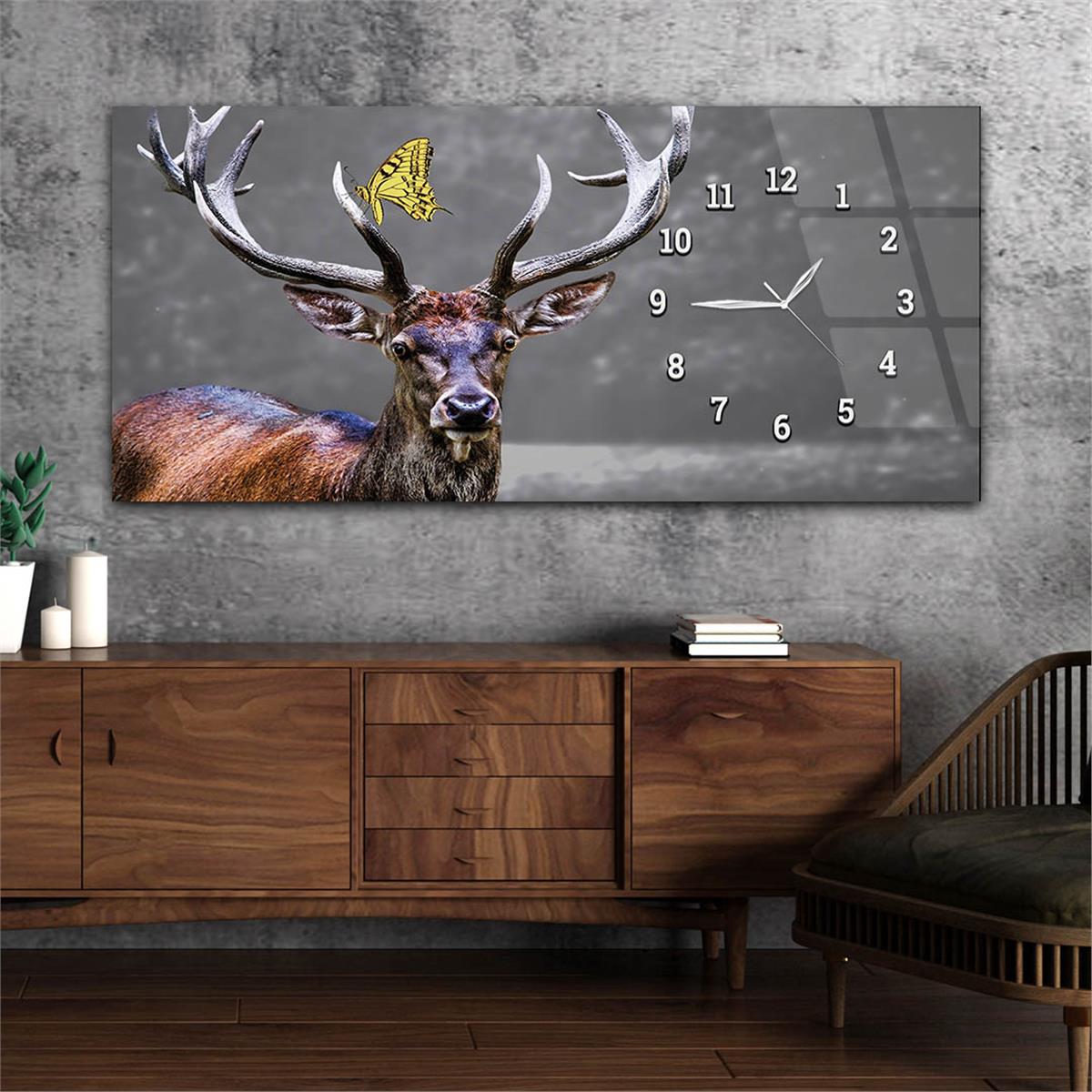 Horizontaal, Aan De Zijkant Voorzien Van Een Klok, Kunst en Natuur Thema Gehard Glasschilderij 238