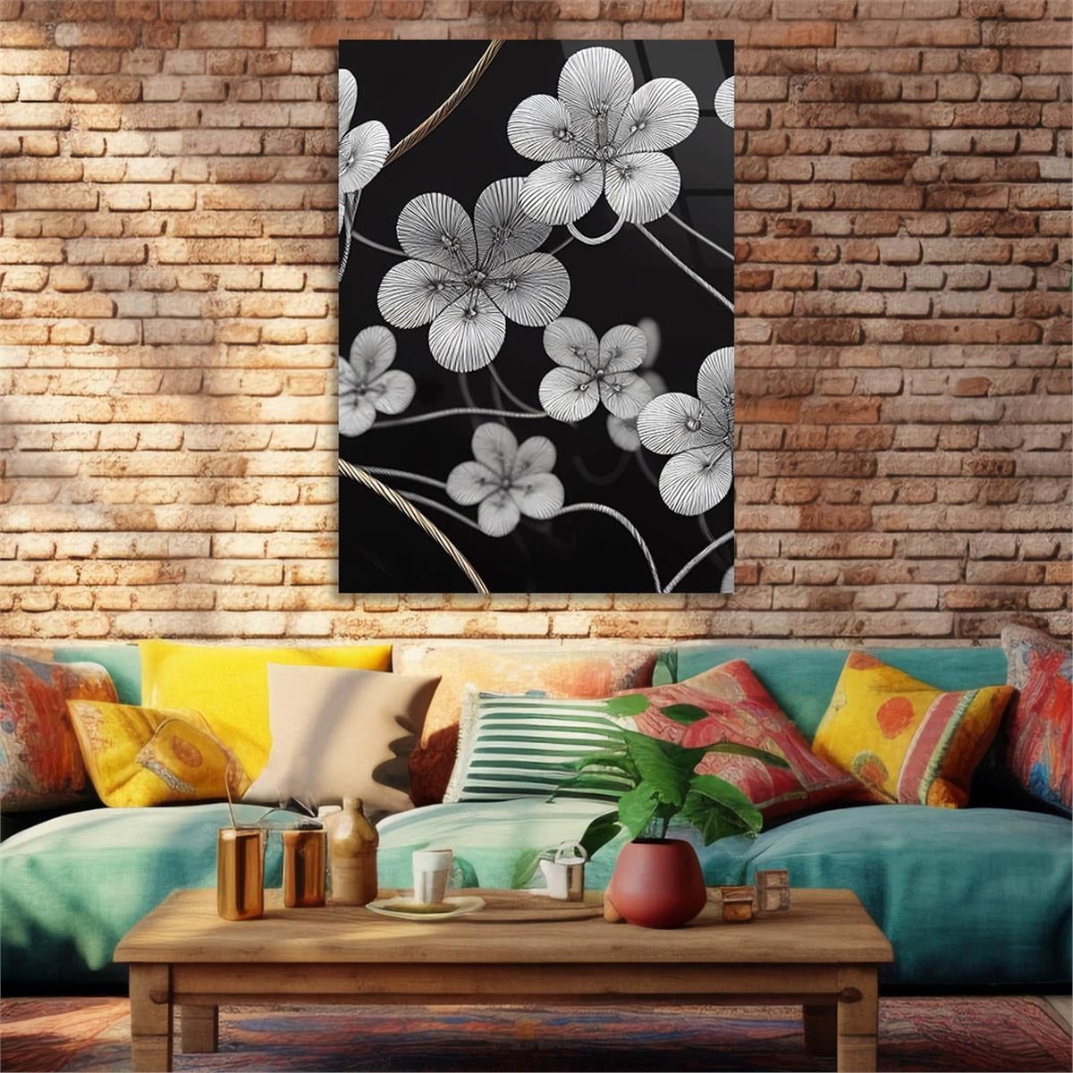 Dikey Sanat Temalı Cam Tablo 440