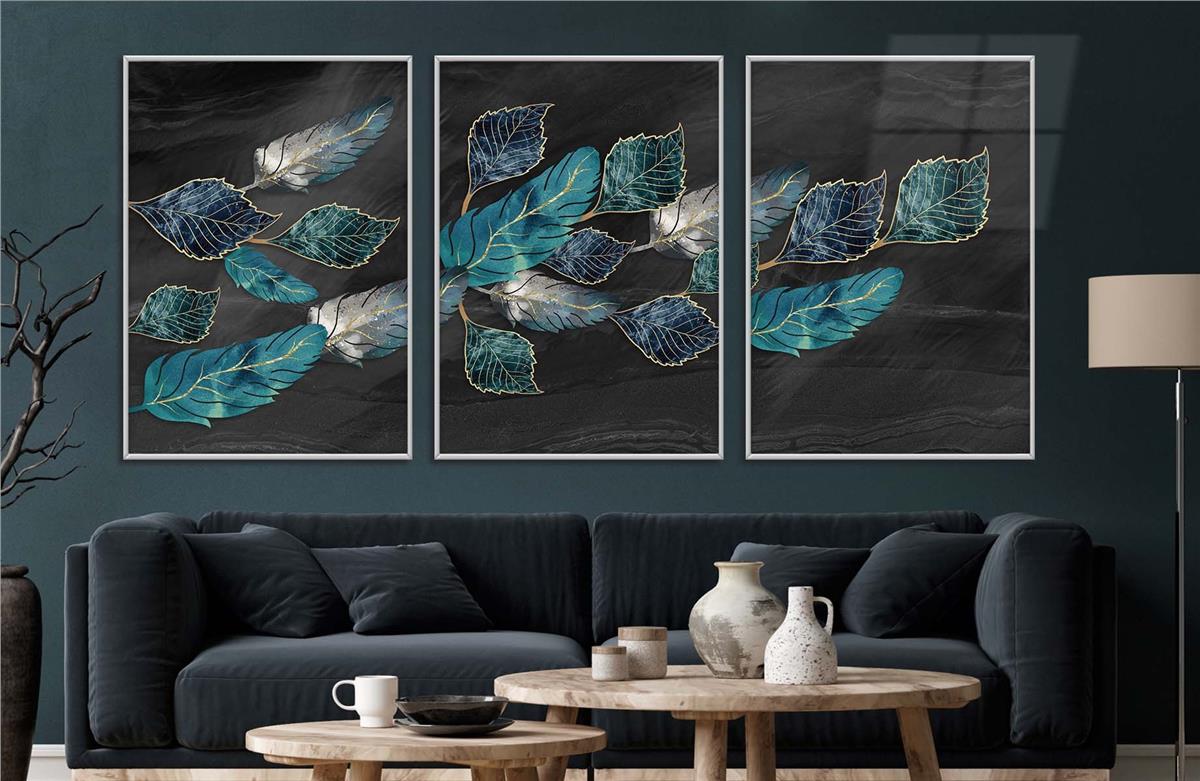 Alüminyum Çerçeveli Sanat Temalı 3lü Set CAM Tablo 0037