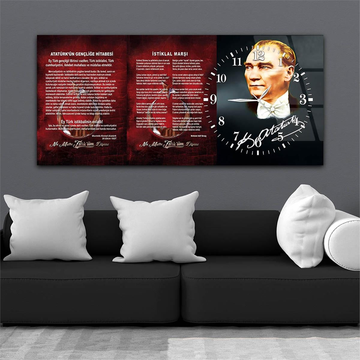 Side-Clock, Homeland-Themed Horizontal Glass Wall Painting 008