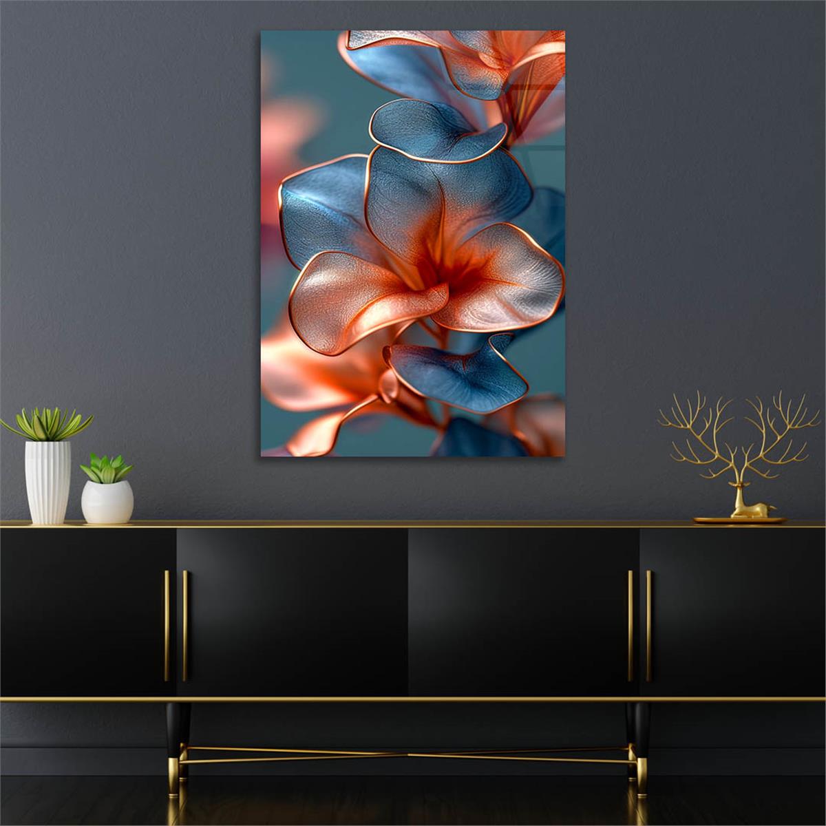 Dikey Sanat Temalı Cam Tablo 585