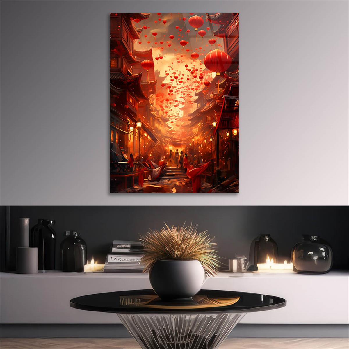 Dikey Sanat Temalı Cam Tablo 430