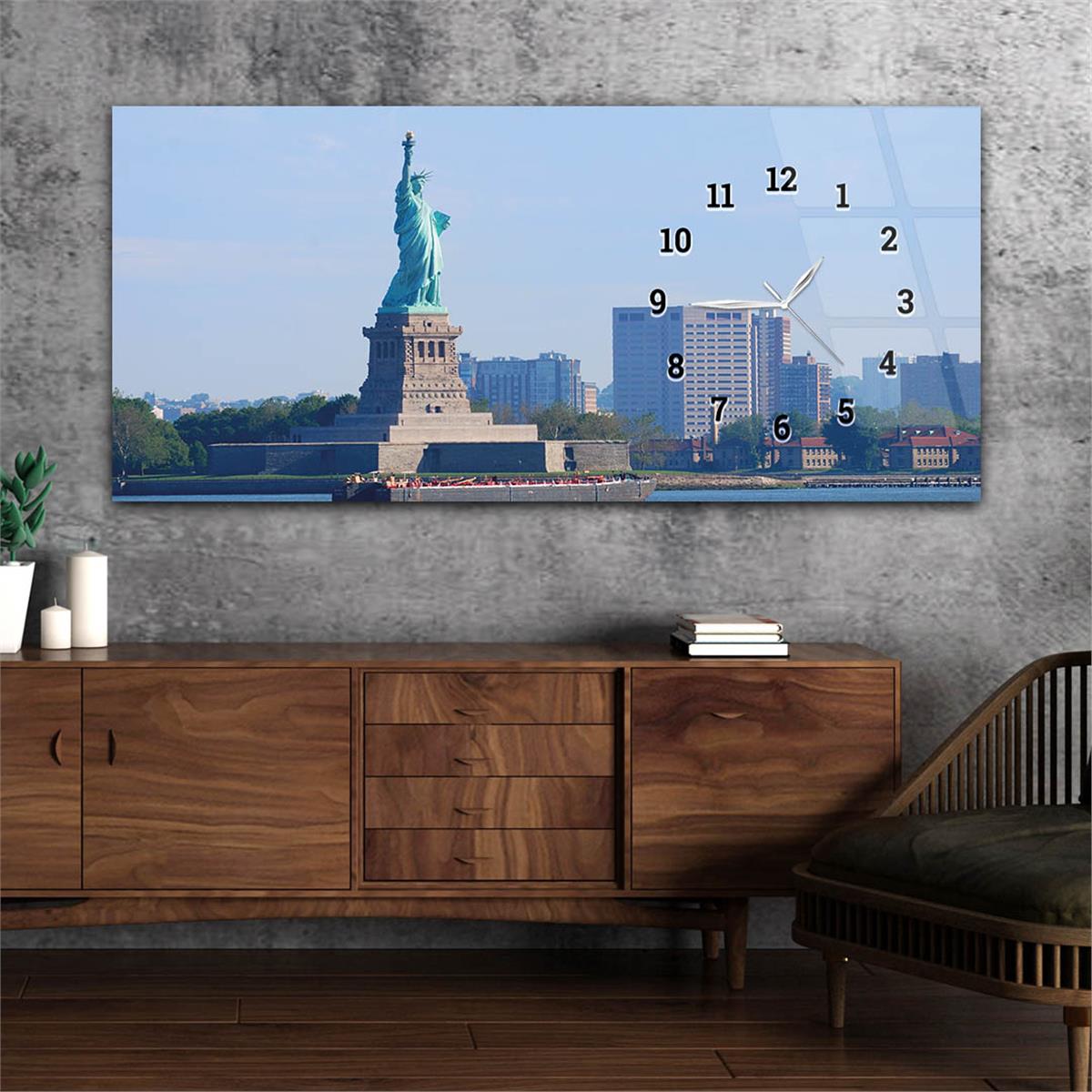 لوحة زجاجية  أفقية ذات طابع فني و طبيعي مع ساعة  جانبية  138