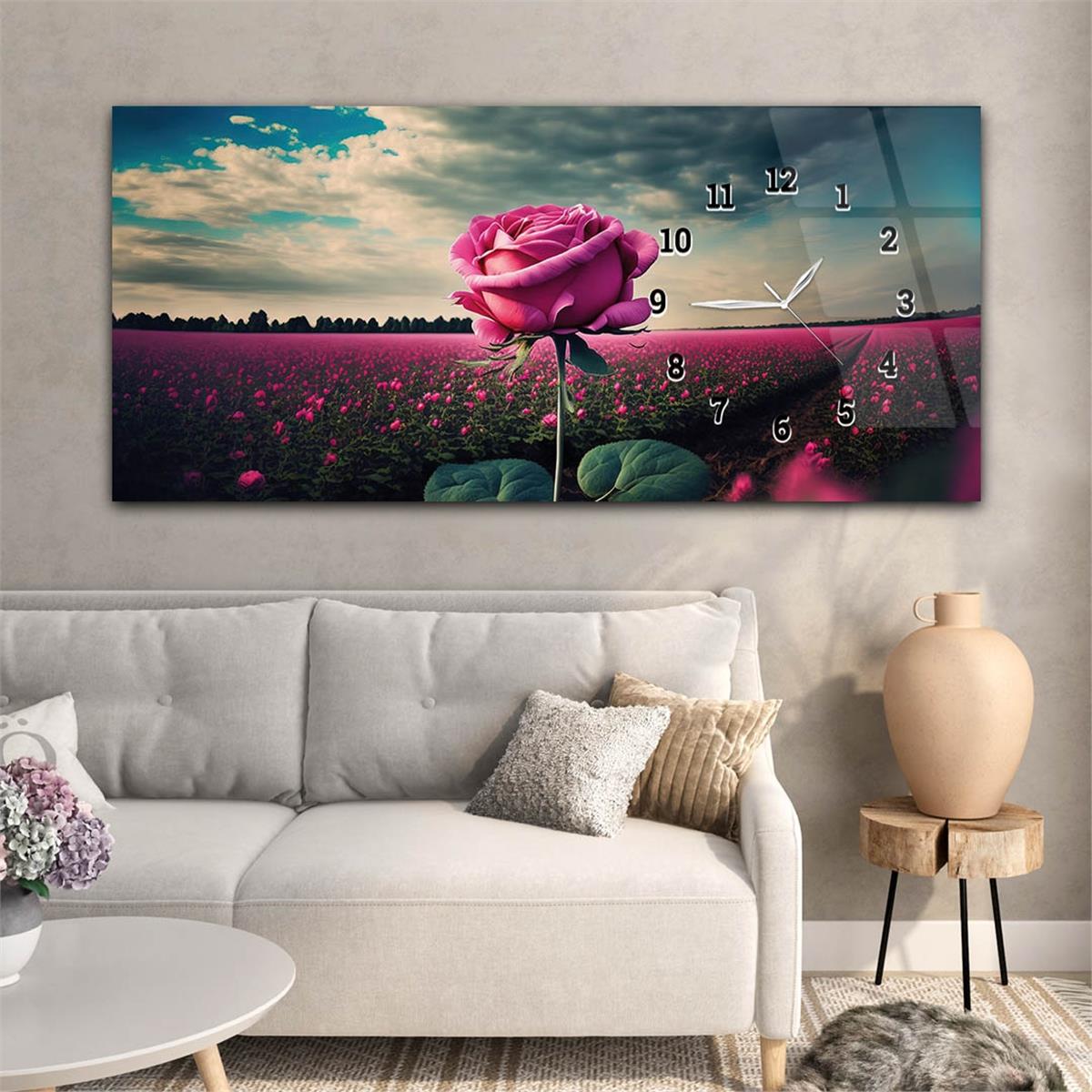 Night Howling Wolf Pack Horizontaal, Aan De Zijkant Voorzien Van Een Klok, Kunst en Natuur Thema Gehard Glasschilderij 237