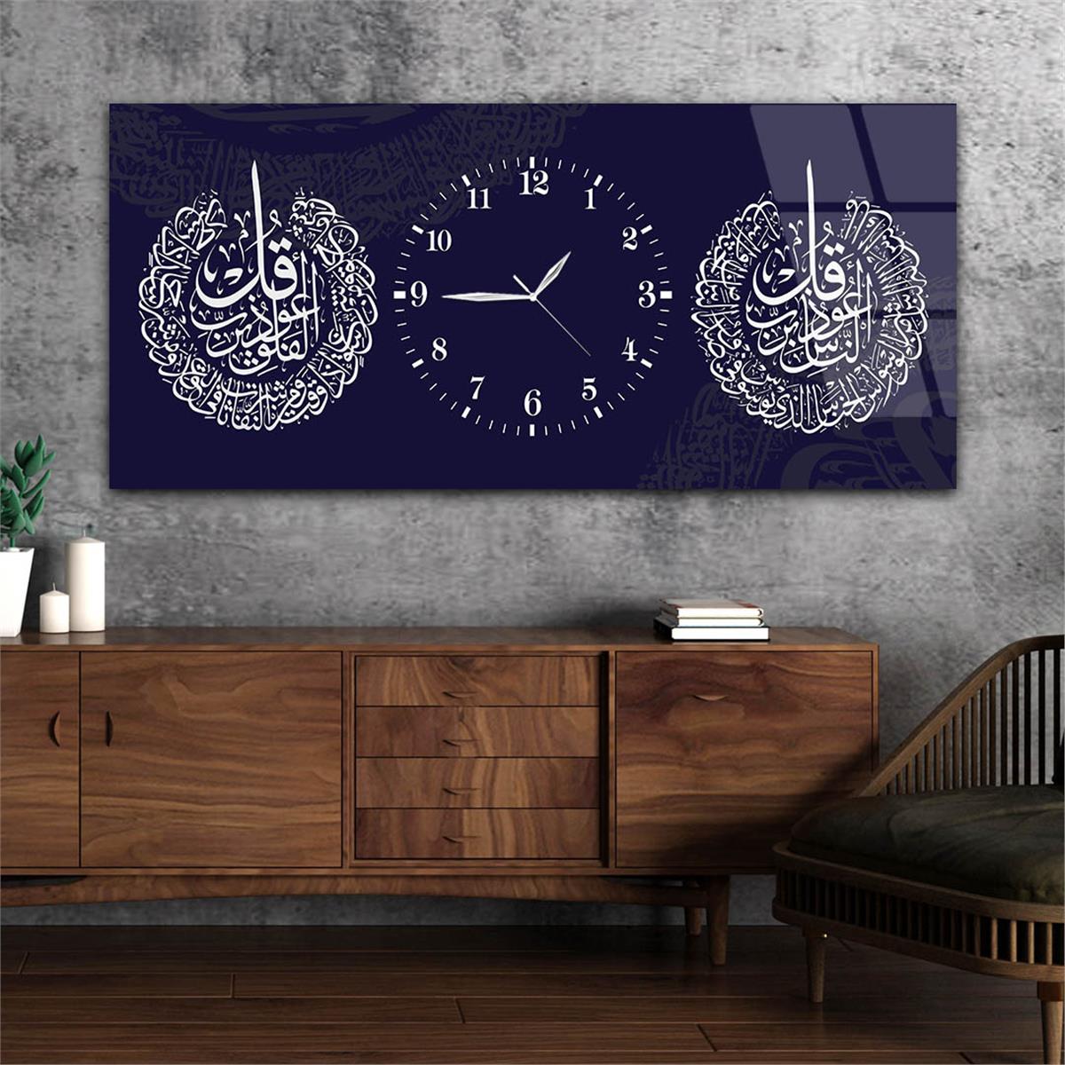 Horizontaal, in Het Midden Voorzien Van Een Klok, Religieus Thema Gehard Glasschilderij 071