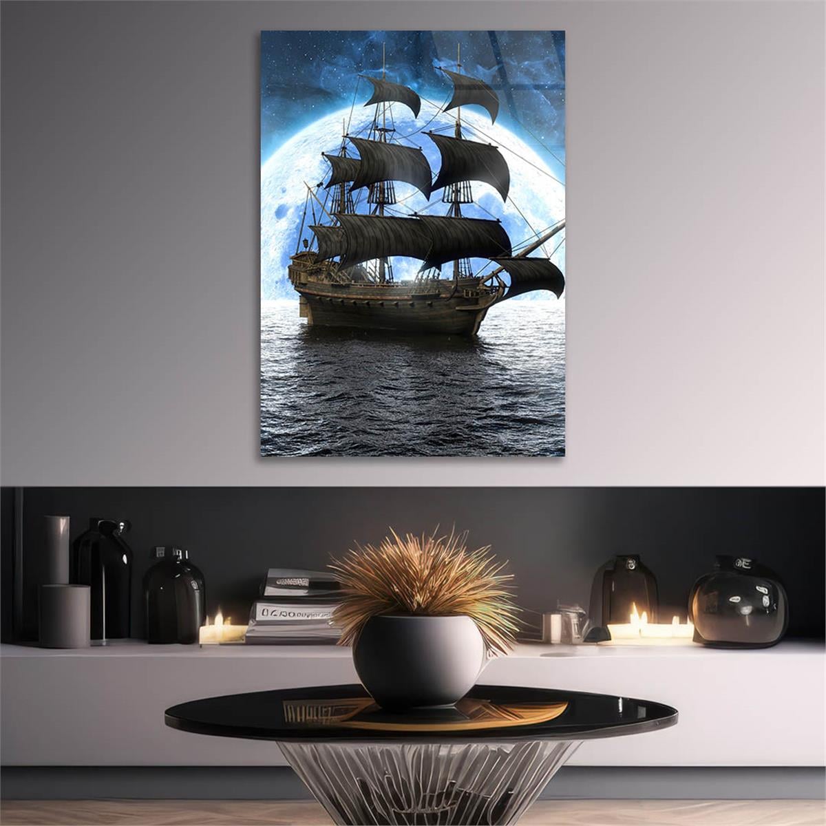 Dikey Sanat Temalı Cam Tablo 335