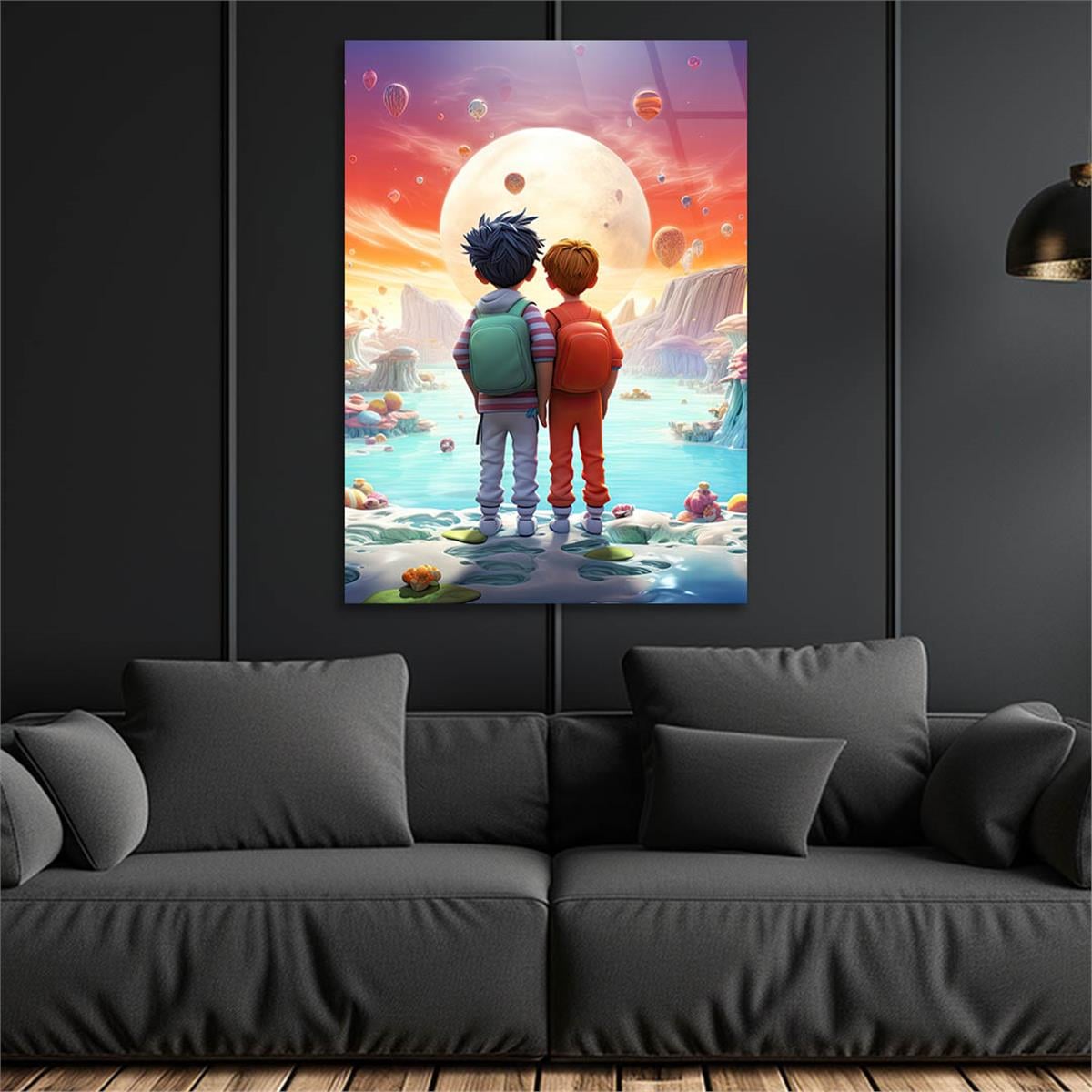 Dikey Sanat Temalı Cam Tablo 538