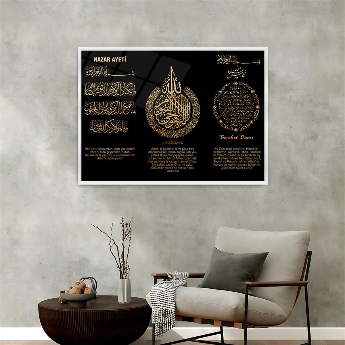 Tableau en verre à thème religieux avec cadre en aluminium  078