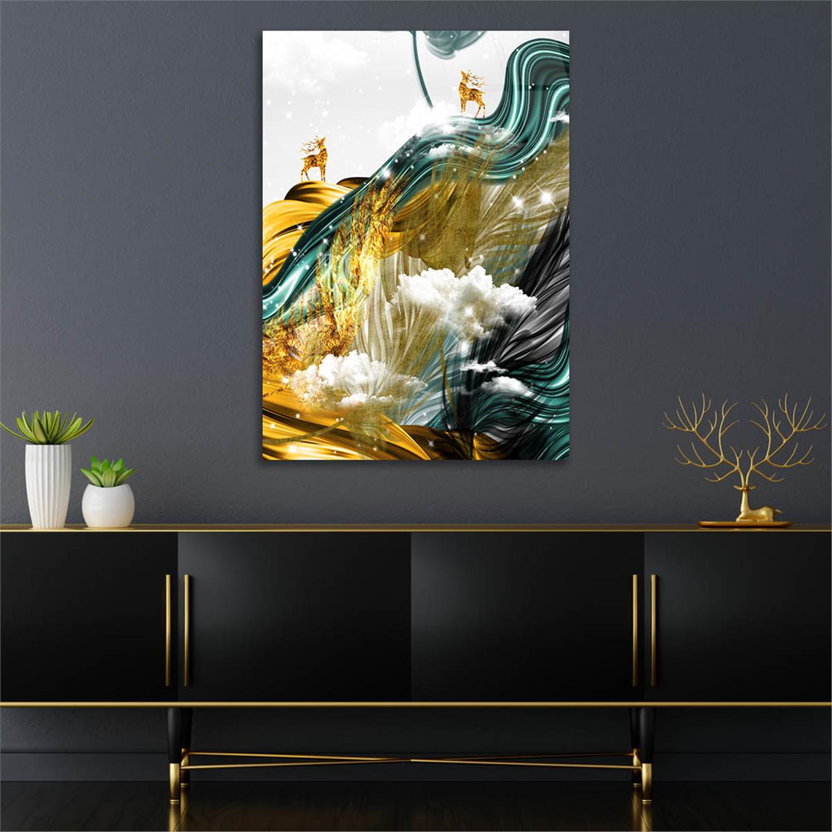 Dikey Sanat Temalı Cam Tablo 340