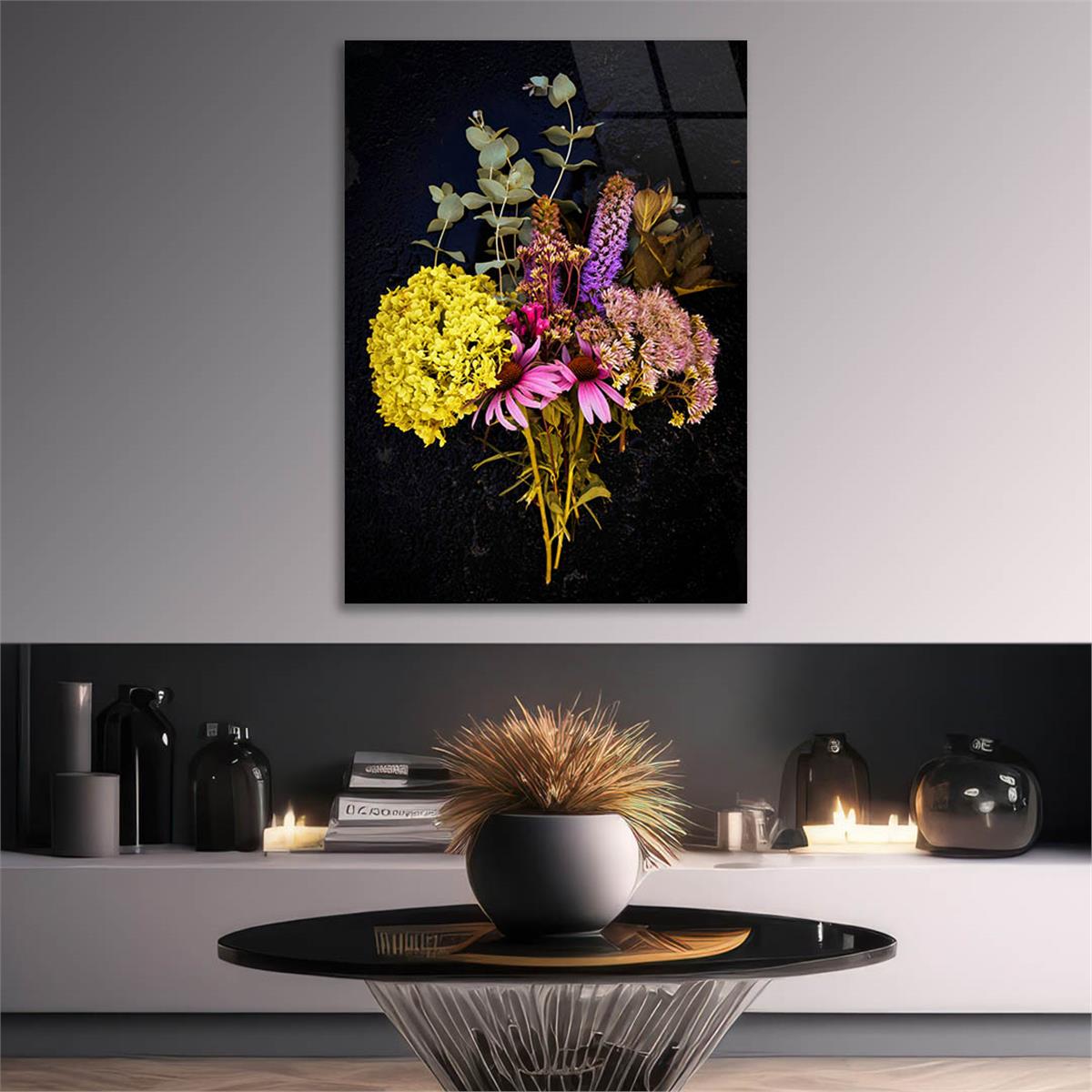 Dikey Sanat Temalı Cam Tablo 510