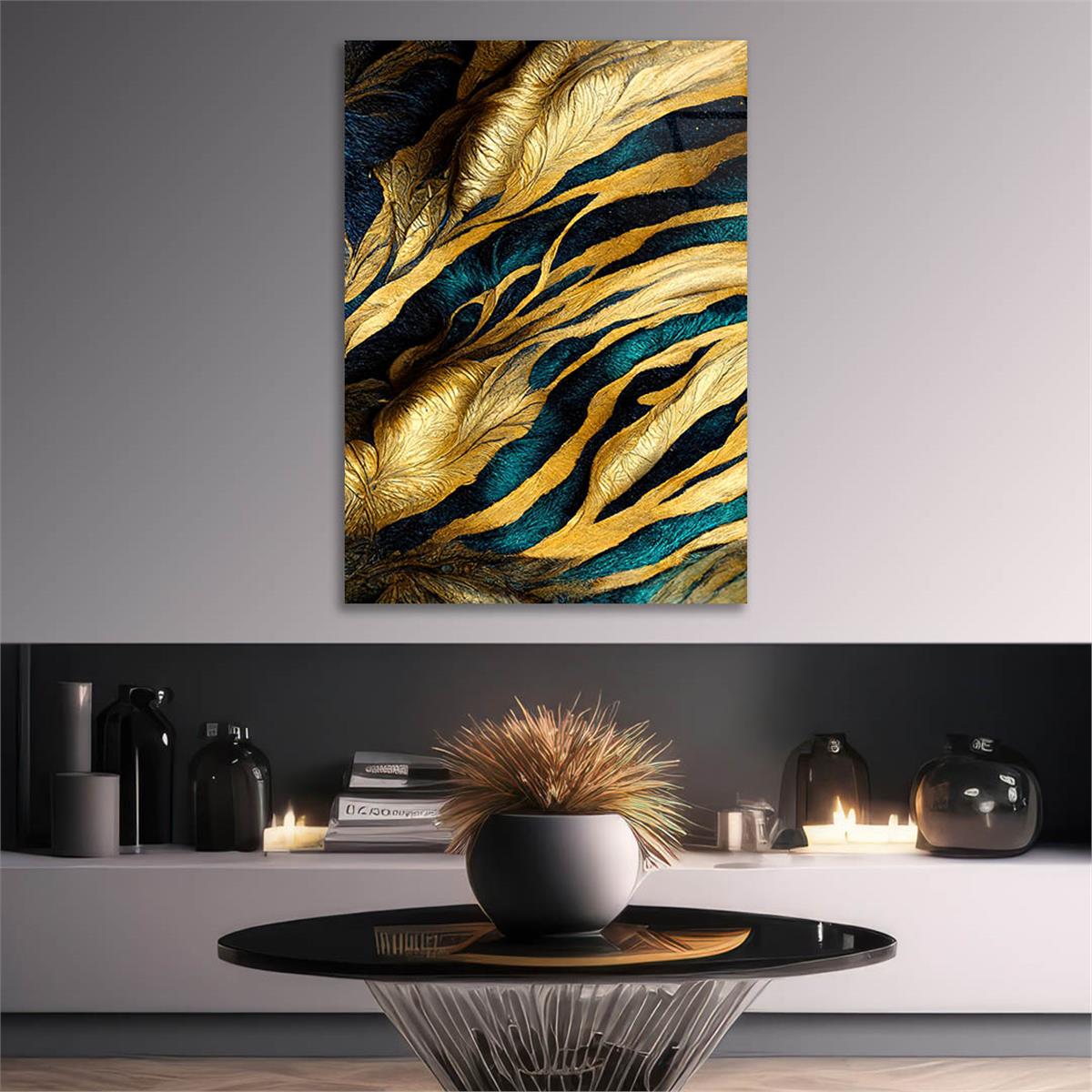 Dikey Sanat Temalı Cam Tablo 560