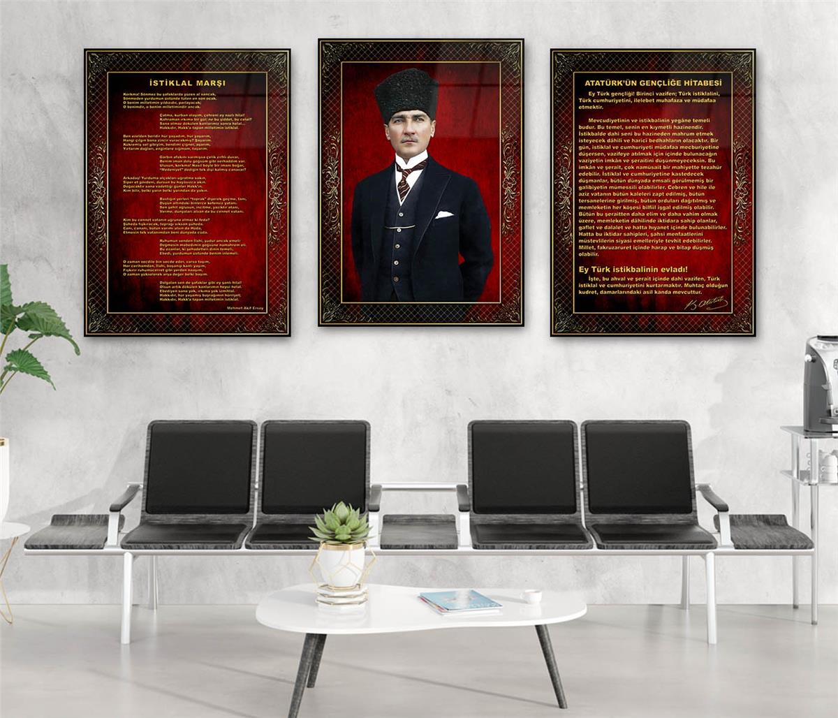  3lü Set VatanTemalı Cam Tablo 18