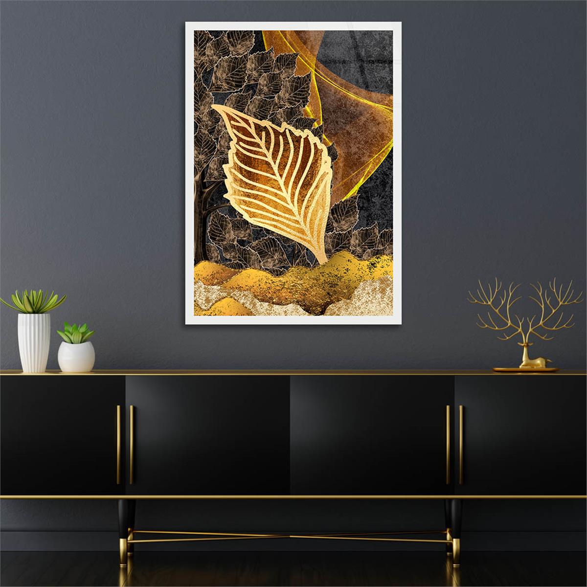 Dikey Sanat Temalı Cam Tablo 366