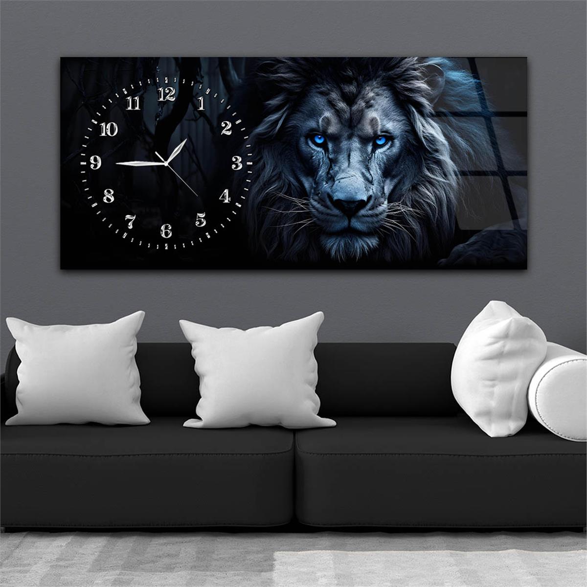 Yatay Saatli Yandan Sanat Temalı Cam Tablo 296