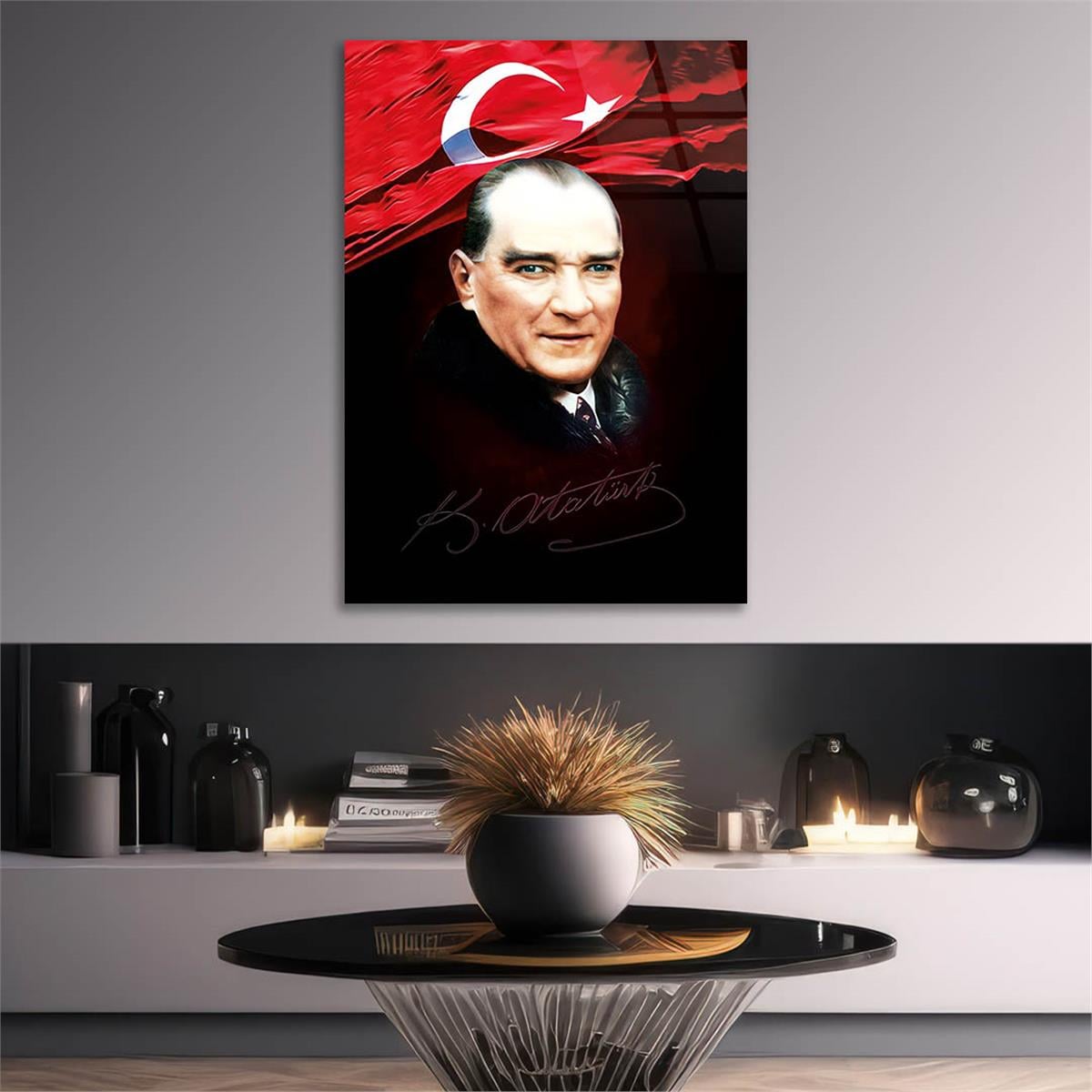 Mustafa Kemal Atatürk Gehard Glasschilderij 