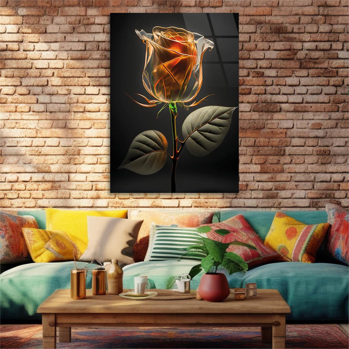 Vertical Tempered Glasss Wall Arts Natured-Themed125