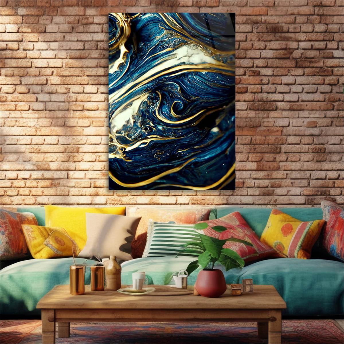 Dikey Sanat Temalı Cam Tablo 555