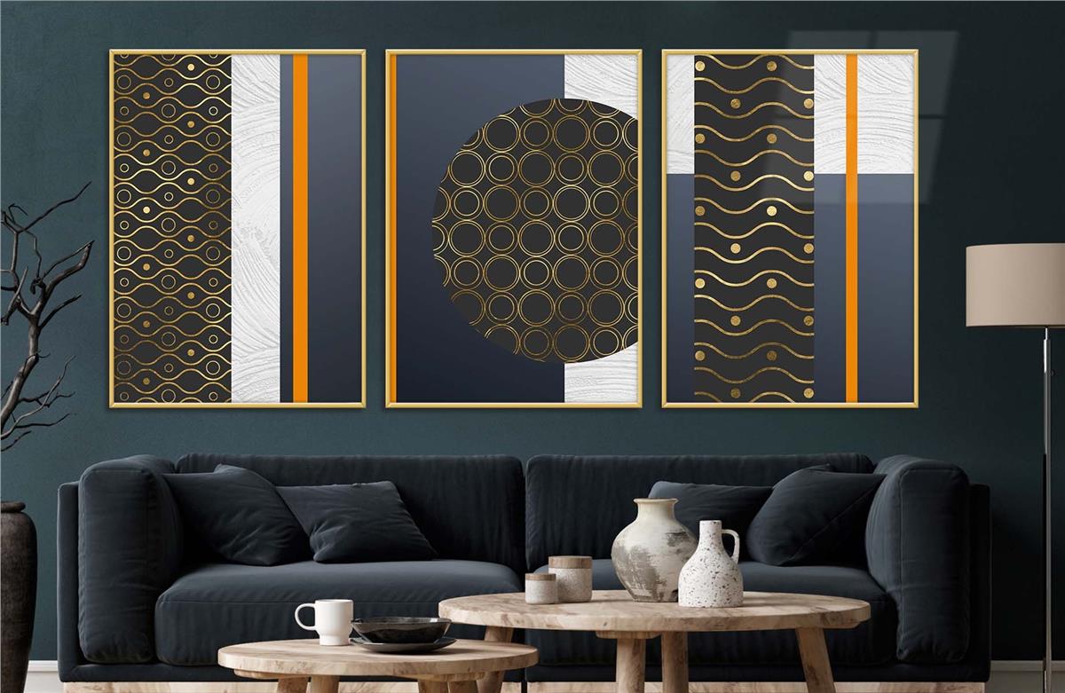 Alüminyum Çerçeveli Sanat Temalı 3lü Set CAM Tablo 0057