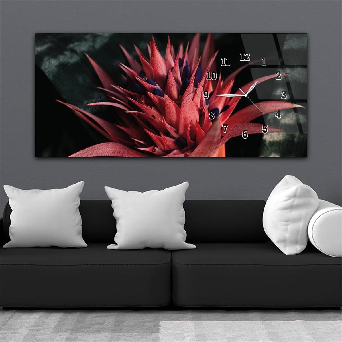 Horizontaal, Aan De Zijkant Voorzien Van Een Klok, Kunst en Natuur Thema Gehard Glasschilderij 215