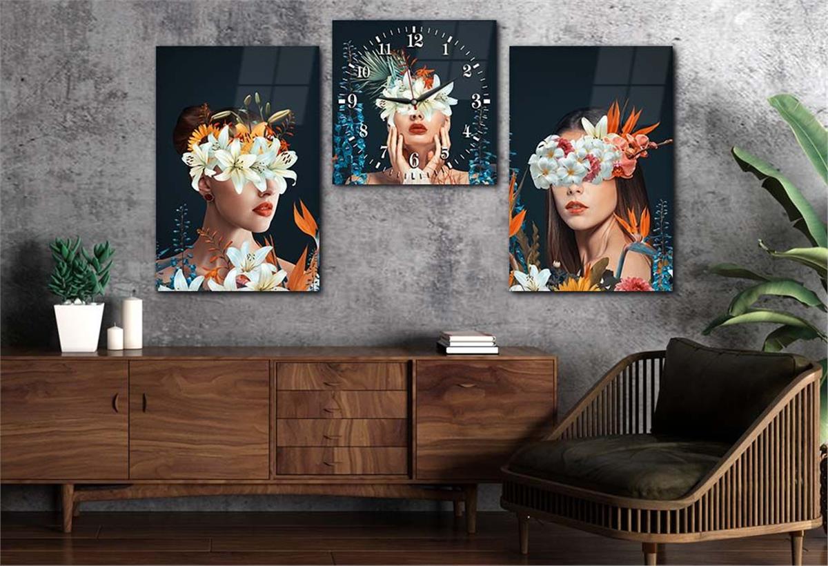 Gehard Glasschilderij Set aan de Kunst Thema Met Klok