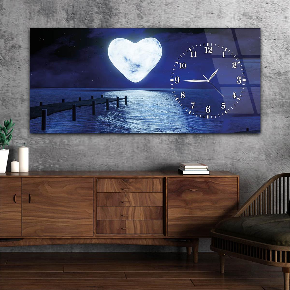 Side-Clock, Art And Nature-Themed Horizontal Glass Wall Painting 004