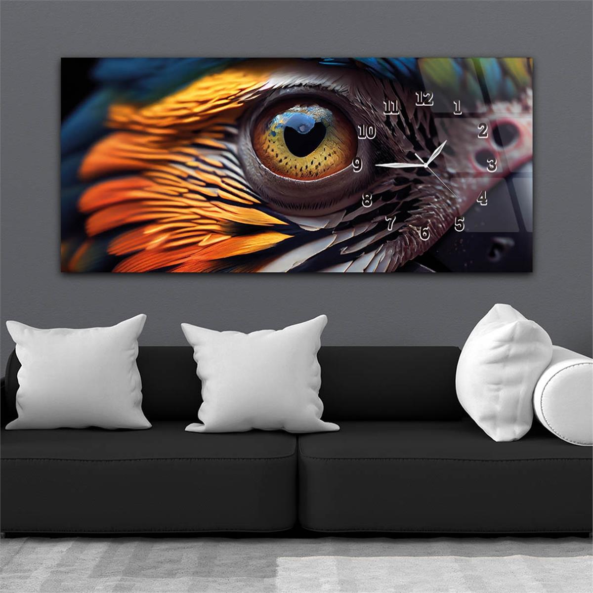 Yatay Saatli Yandan Sanat ve Doğa Temalı Cam Tablo 127