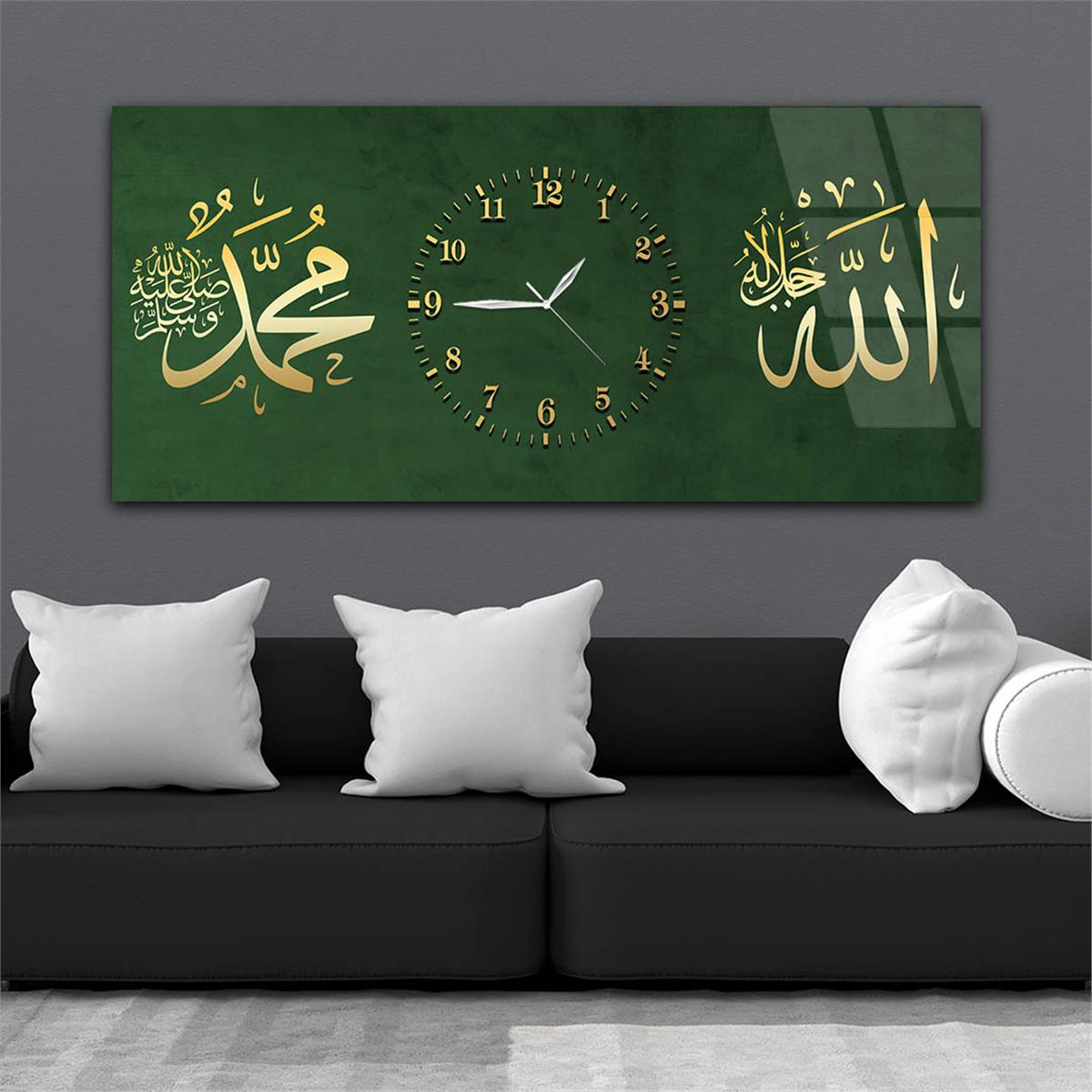 Horizontaal, in Het Midden Voorzien Van Een Klok, Religieus Thema Gehard Glasschilderij 061