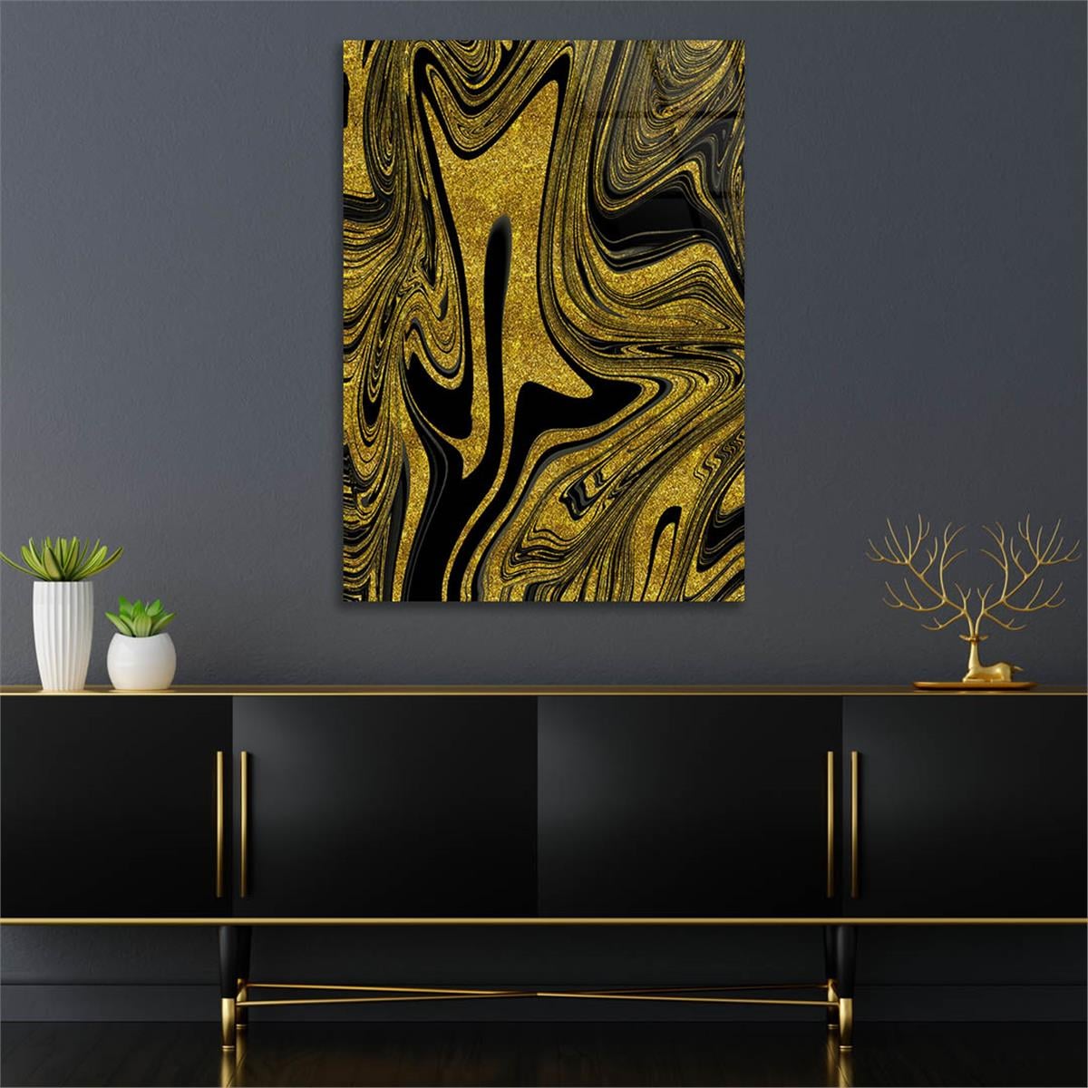 Dikey Sanat Temalı Cam Tablo 418