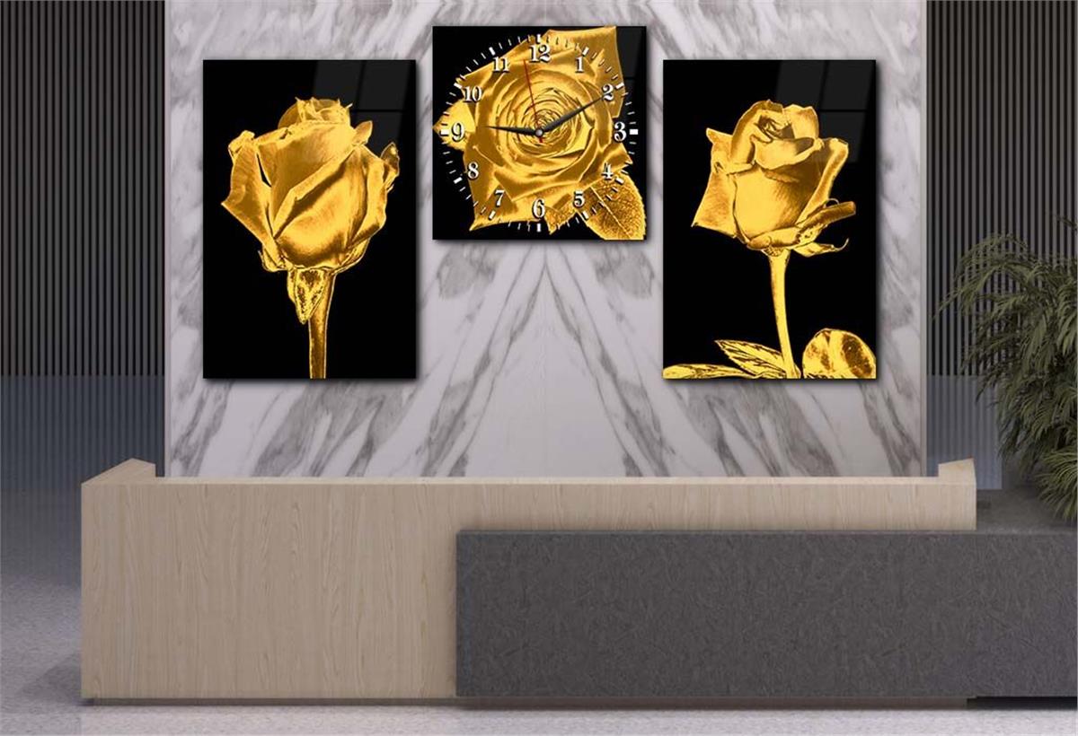 Tempered Glasss Wall Arts Art-Themed Set with Clock