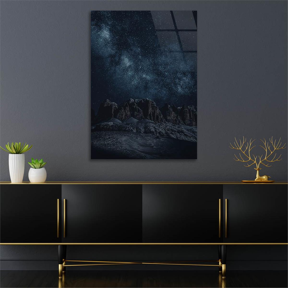 Dikey Doğa Temalı Cam Tablo 253