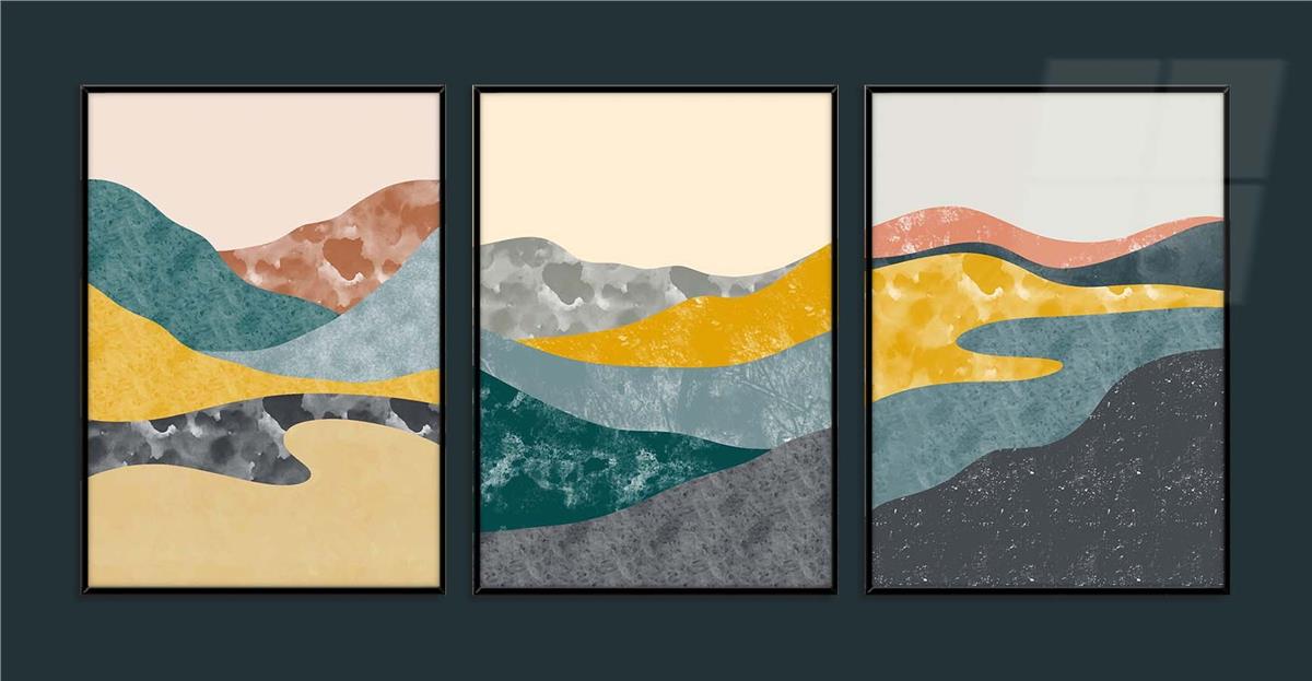 Alüminyum Çerçeveli Sanat Temalı 3lü Set MDF Tablo 0025