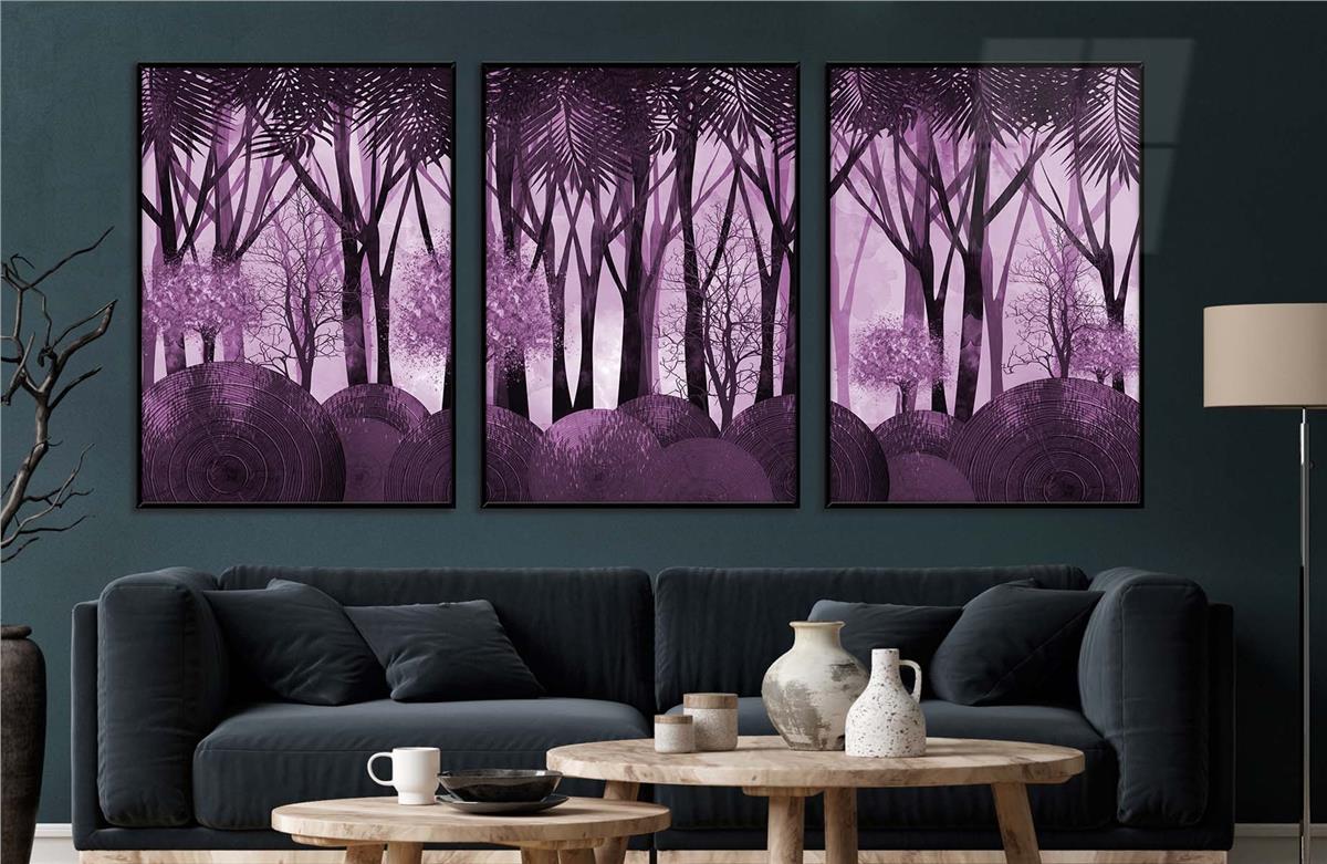 Alüminyum Çerçeveli Sanat Temalı 3lü Set CAM Tablo 0032