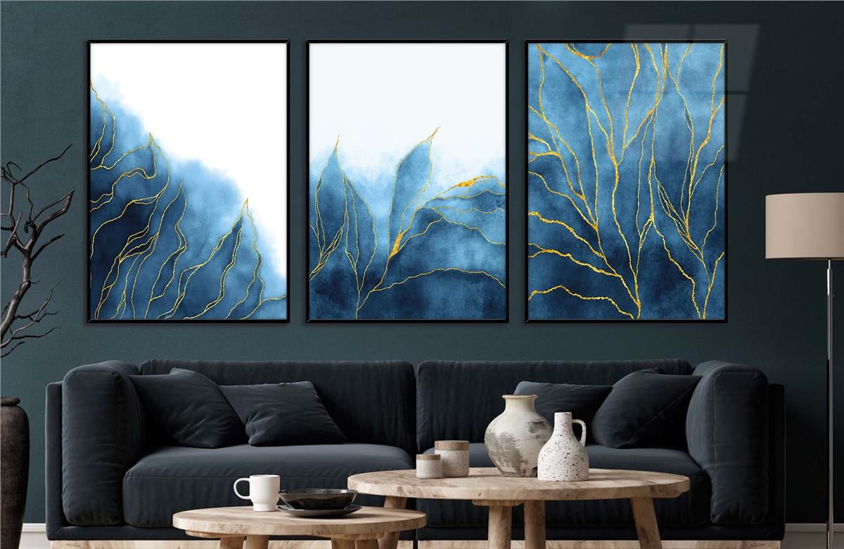 Alüminyum Çerçeveli Sanat Temalı 3lü Set CAM Tablo 0083