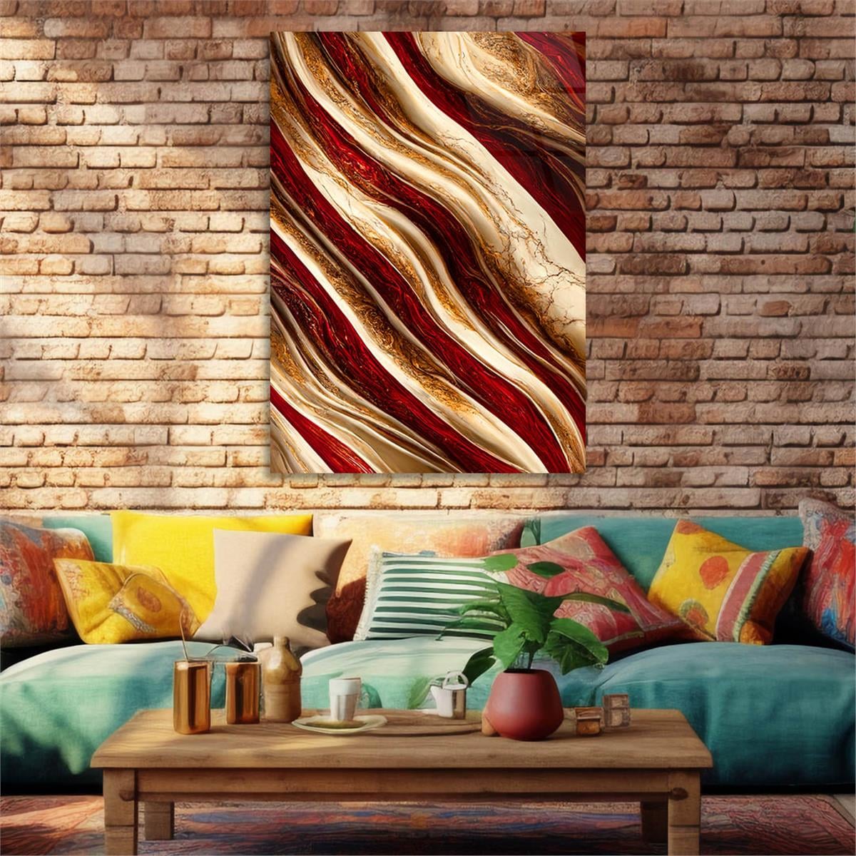 Dikey Sanat Temalı Cam Tablo 346