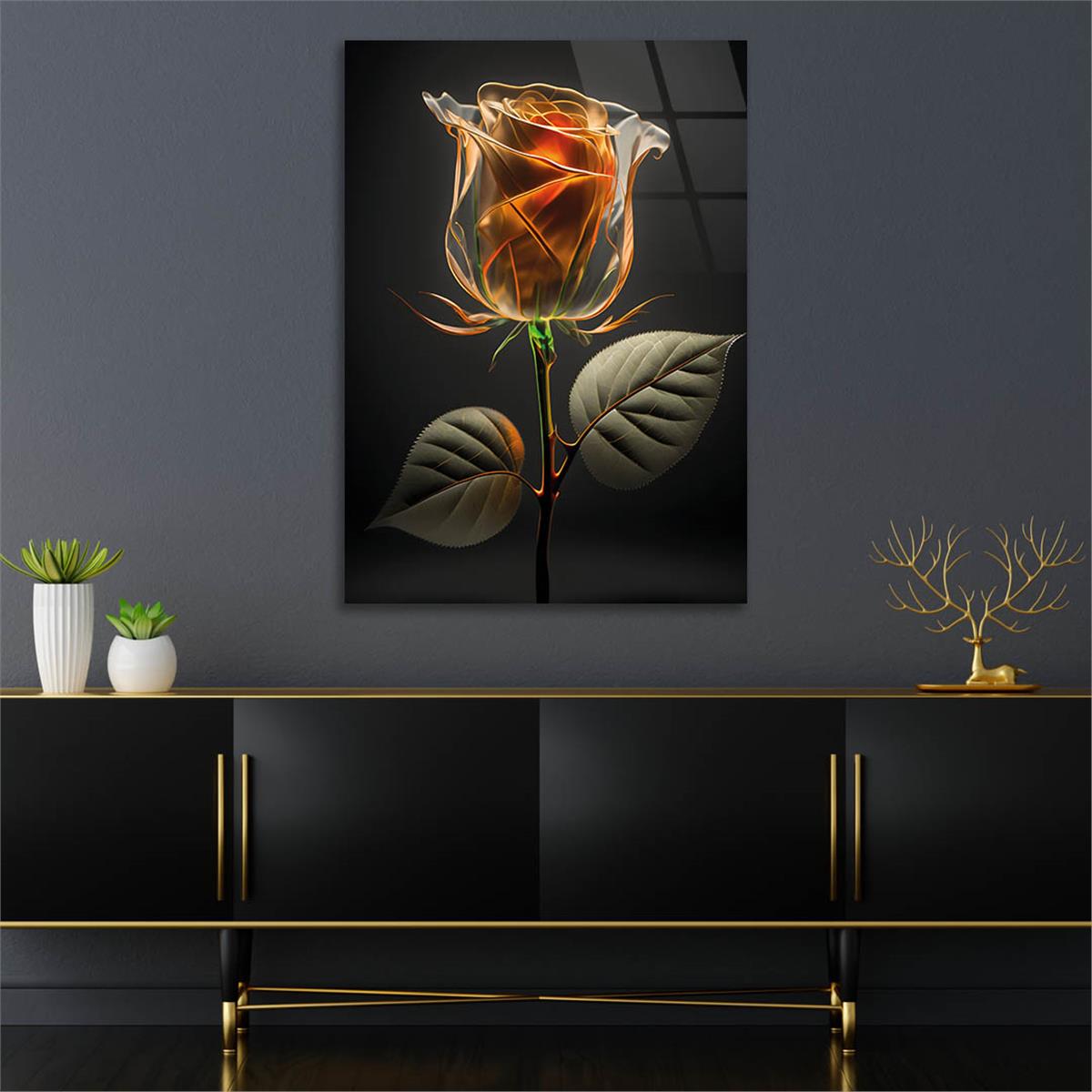 Vertical Tempered Glasss Wall Arts Natured-Themed125