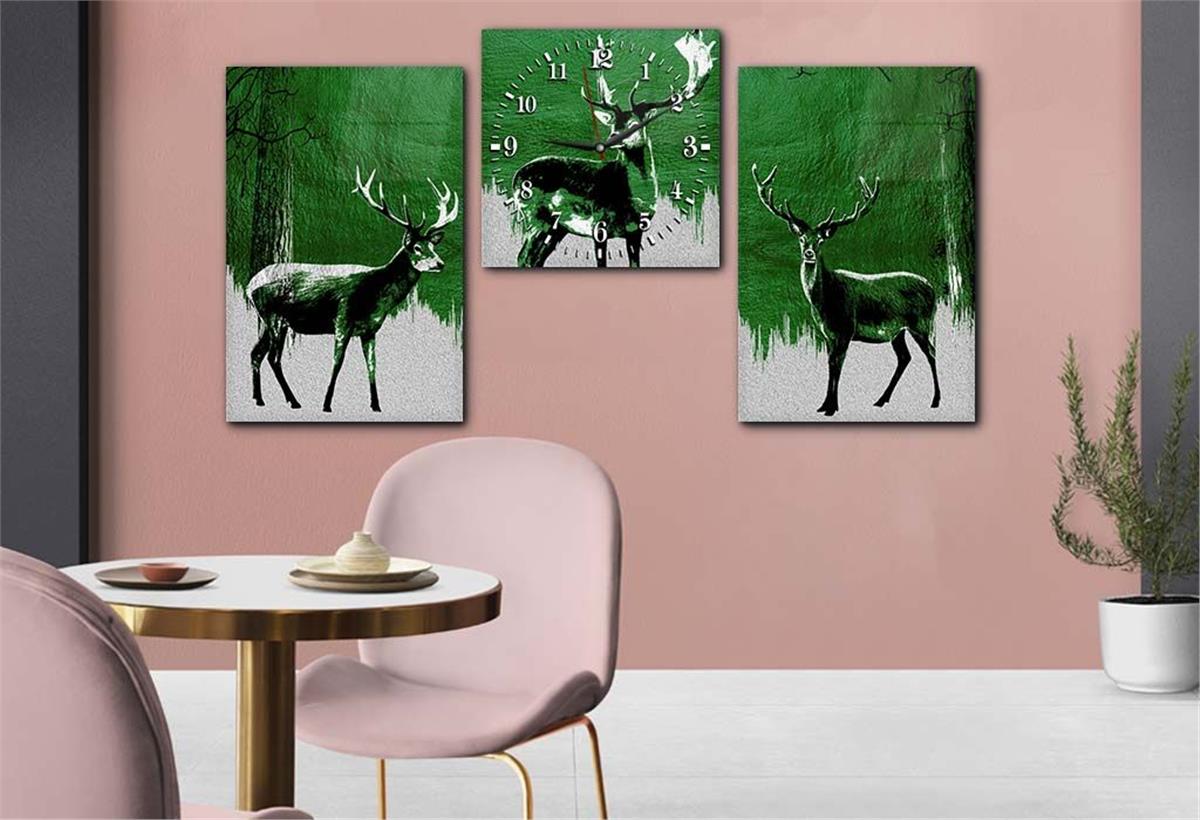 Tempered Glasss Wall Arts Art-Themed Set with Clock