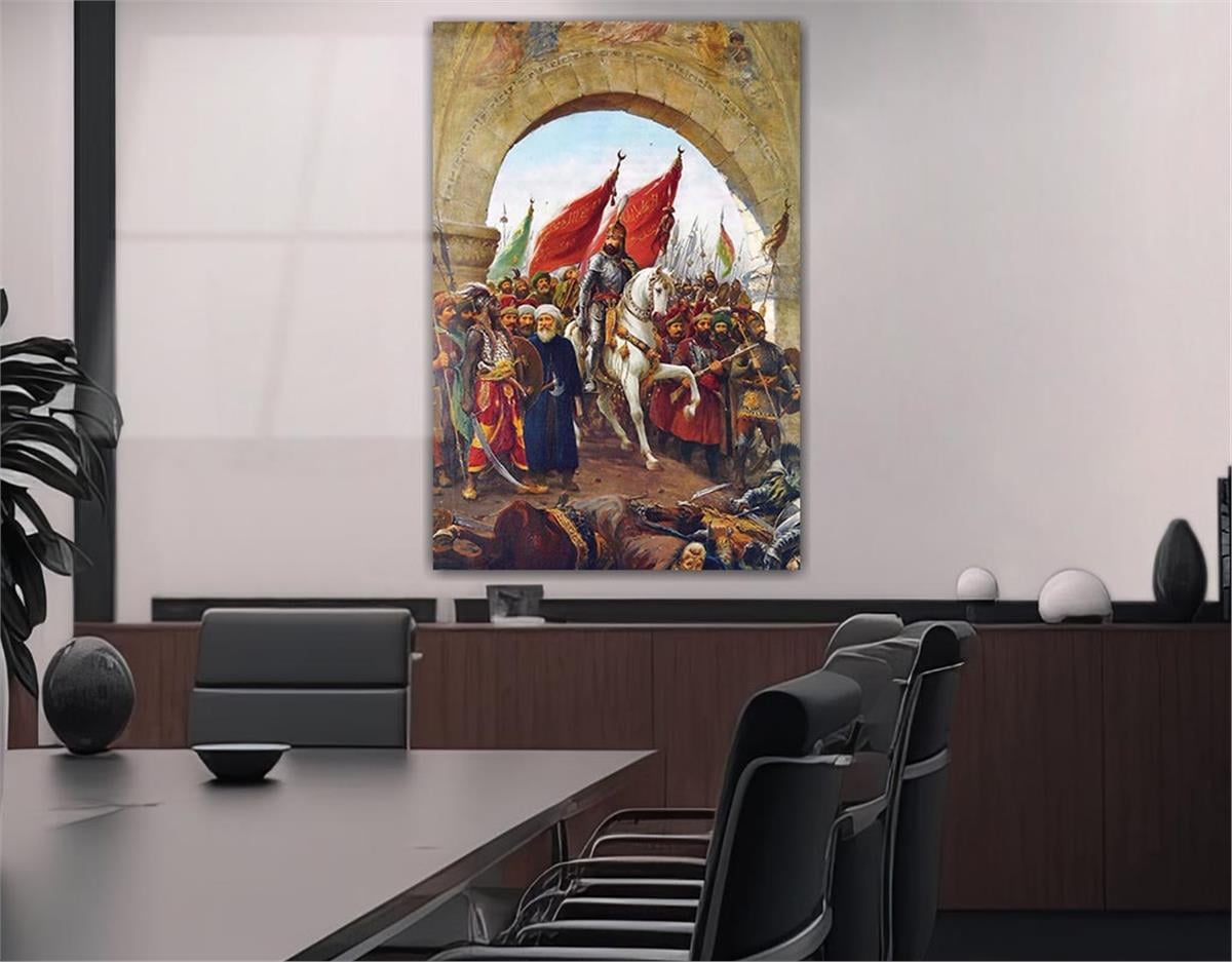 Glass Wall Art of the Entry of Fatih Sultan Mehmet Han into Istanbul