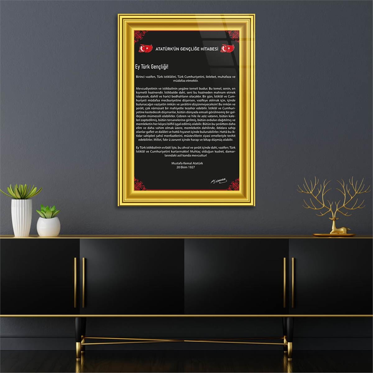 Atatürks Address to the Turkish Youth Glass Wall Art 