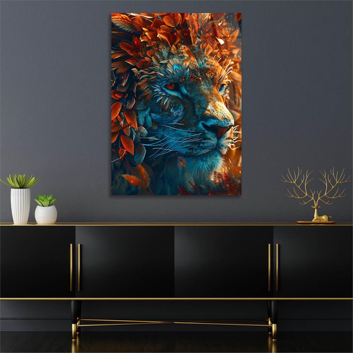 Dikey Doğa Temalı Cam Tablo 343