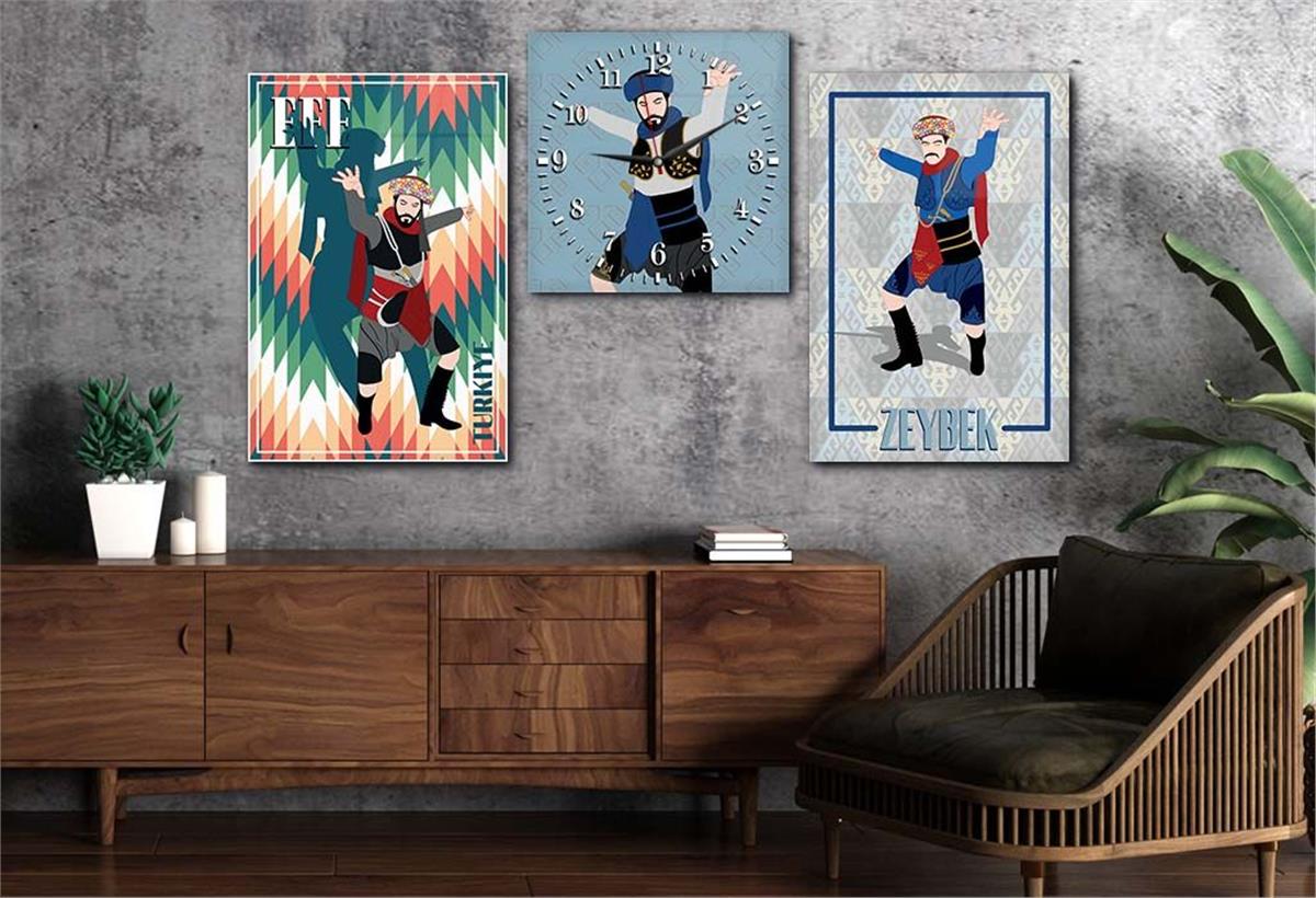 Gehard Glasschilderij Set aan de Kunst Thema Met Klok