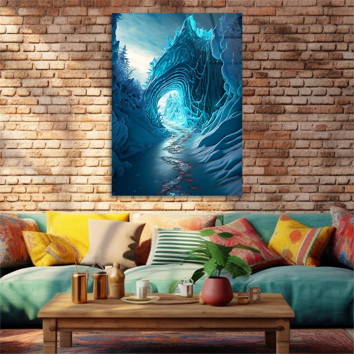 Dikey Sanat Temalı Cam Tablo 468