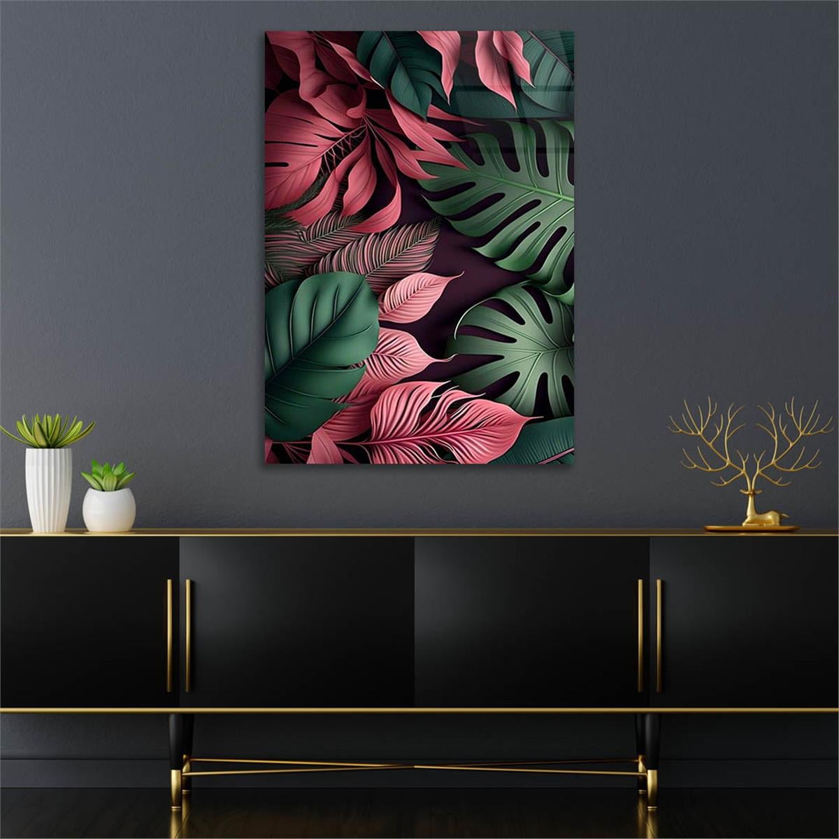 Dikey Sanat Temalı Cam Tablo 584