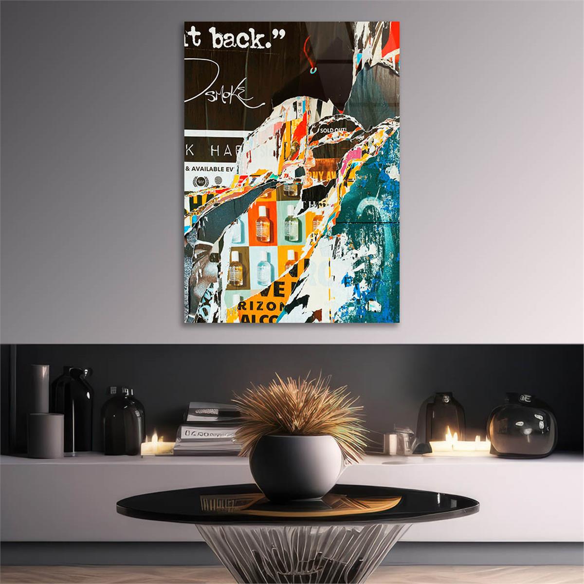 Dikey Sanat Temalı Cam Tablo 490