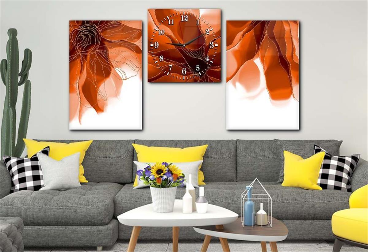 Gehard Glasschilderij Set aan de Kunst Thema Met Klok