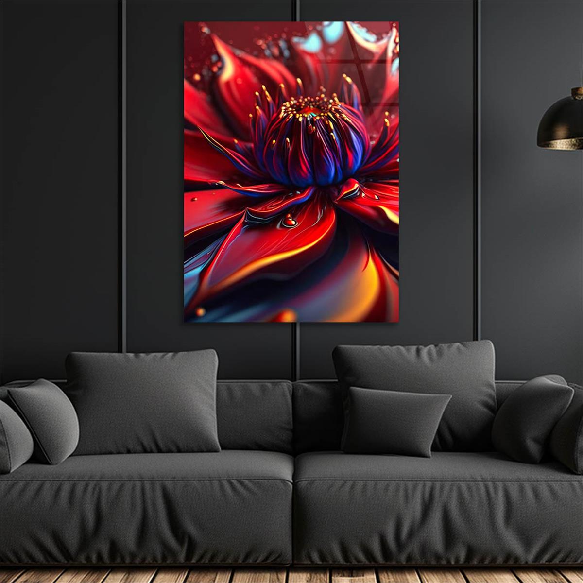 Dikey Sanat Temalı Cam Tablo 441