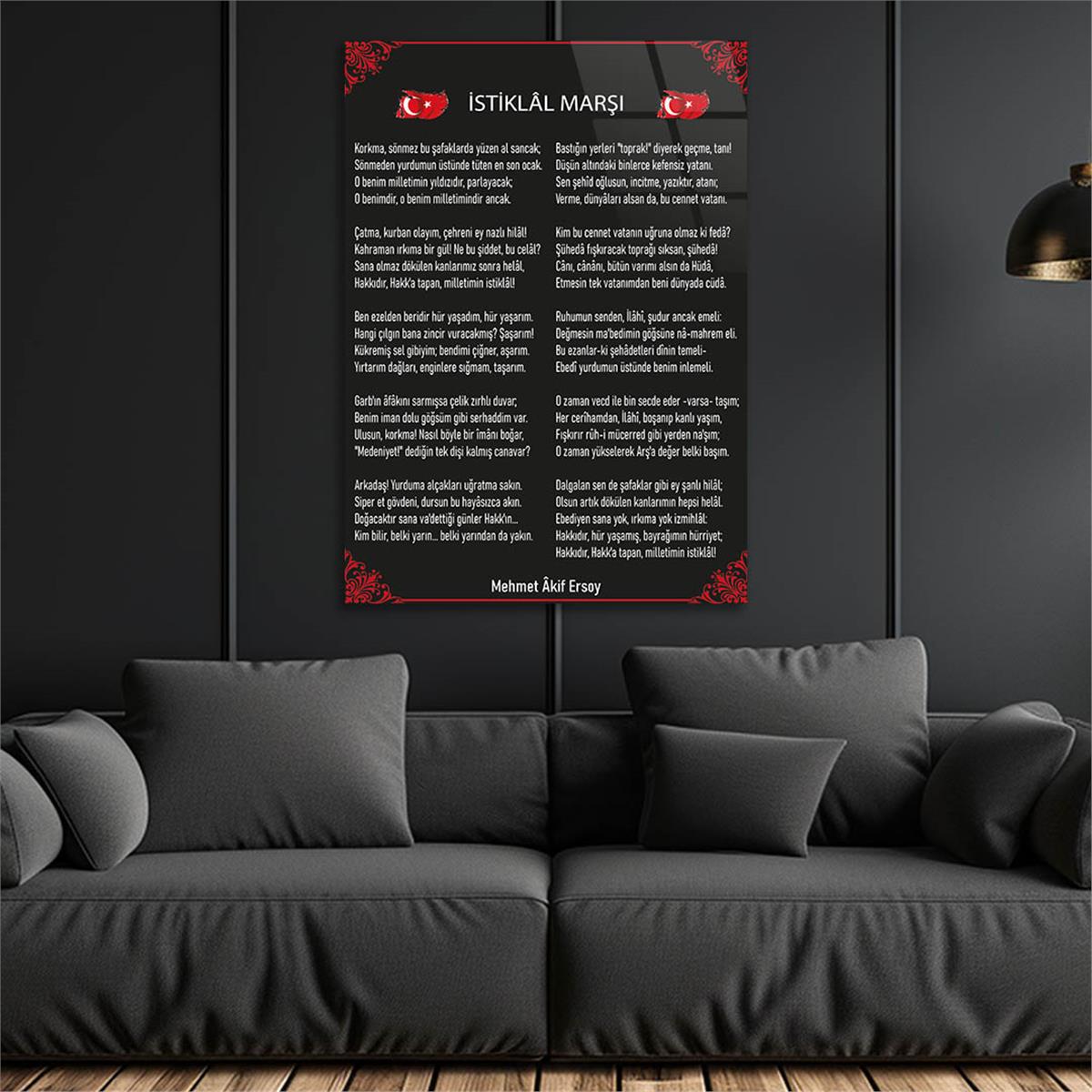 Turkish National Anthem Tempered Glass Wall Art 